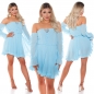 Preview: Süsses Babydoll-Minikleid aus zarten Chiffon - caribic blue