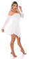 Preview: Süsses Babydoll-Minikleid aus zarten Chiffon - weiß