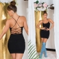 Preview: Stretch Minikleid mit tiefen Rückenausschnitt - schwarz