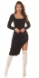 Preview: Sexy asymetrisches Feinstrick Minikleid mit Soft Cups - schwarz