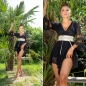 Preview: Spitzen-Overall im Boho-Style mit Rockansatz in schwarz