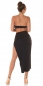 Preview: Exklusives Bandeau Kleid mit Schmuck-Applikationen - schwarz