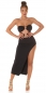 Preview: Exklusives Bandeau Kleid mit Schmuck-Applikationen - schwarz