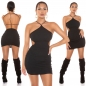 Preview: Tailliertes Stretch-Minikleid mit tiefen Rücken-Ausschnitt - schwarz