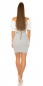 Preview: Figurbetontes Feinstick-Minikleid mit Carmen-Ausschnitt - stone