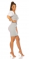 Preview: Figurbetontes Feinstick-Minikleid mit Carmen-Ausschnitt - stone