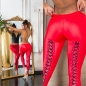 Preview: Leggings im Moulin Rouge Look mit Schnürleiste in rot