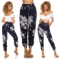 Preview: Sommerhose mit bunten Blütenmuster in marine