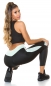 Preview: Figurbetonte Fitness-Leggings mit Kontrasteinsätzen - schwarz/mint