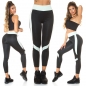 Preview: Figurbetonte Fitness-Leggings mit Kontrasteinsätzen - schwarz/mint