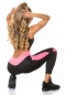 Preview: Figurbetonte Fitness-Leggings mit Kontrasteinsätzen - schwarz/neonpink