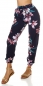 Preview: Sommerhose mit bunten Blütenmuster in marine
