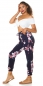 Preview: Sommerhose mit bunten Blütenmuster in marine