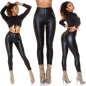Preview: Sexy High Waist Kunstleder Leggings mit Zipper - schwarz