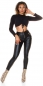 Preview: Sexy High Waist Kunstleder Leggings mit Zipper - schwarz
