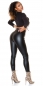 Preview: Sexy High Waist Kunstleder Leggings mit Zipper - schwarz
