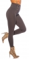 Preview: Highwaist Thermo Leggings mit Zier-Zippern in stone