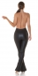 Preview: Sexy Thermo Leder-Look Hose mit Schlag - schwarz