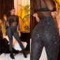Preview: Sexy Wetlook Leggings im Snake-Look - schwarz