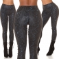 Preview: Sexy Wetlook Leggings im Snake-Look - schwarz