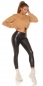 Preview: Modische Thermo-Leggings im sexy Kunstlder Look - schwarz