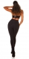Preview: Sexy Leggings mit Kunstleder-Einsätzen in schwarz