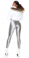 Preview: Sexy Highwaist Thermo-Leggings mit Glamour-Schriftprints - silber
