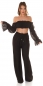 Preview: Sommer Plissee Schlag Damen Hose - schwarz