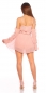 Preview: Kurzer Chiffon-Playsuit mit Volant-Verzierung - altrosa