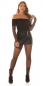 Preview: Sexy Schulterfreies Mesh-Shirt mit langen Ärmeln - schwarz