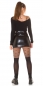 Preview: Sexy figurbetonter Strick-Pulli mit Zierknöpfen - schwarz