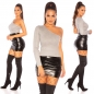 Preview: Sexy One Shoulder Rippstrick-Pulli in stone