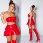 Preview: Sexy ultra kurzer Latex Minirock mit Stufenvolant in rot