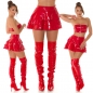 Preview: Sexy ultra kurzer Latex Minirock mit Stufenvolant in rot