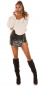Preview: Sexy Wetlook Skorts Hosenrock mir Zipper - schwarz