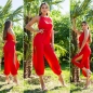 Preview: Luftig leichter Overall im Pump-Style mit Gürtel - rot