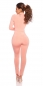 Preview: Figurbetonter Jumpsuit Overall mit modischen Cutouts - altrosa