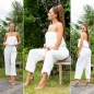 Preview: Leichter Jumpsuit-Overall mit Bandeau-Ausschnitt - weiß