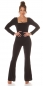 Preview: Figurbetonter Jumpsuit Overall mit Karree-Ausschnitt - schwarz