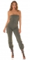 Preview: Bandeau-Overall im Cargo-Style mit Zipper - khaki