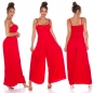 Preview: Plissee-Overall im Marlene-Style mit Spaghetti-Trägern - rot
