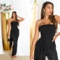 Preview: Auffallender Bandeau-Overall mit Schleppe - schwarz