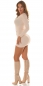 Preview: Feinstrick-Minikleid mit Glamour-Verzierung - beige