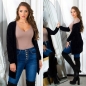 Preview: Flauschiger Cardigan in Longversion - schwarz