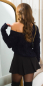 Preview: Grobstrick-Pullover mit Zopfmuster und tiefem V-Ausschnitt - schwarz