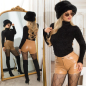 Preview: Flauschiger Rollkragen-Pullover in schwarz
