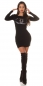 Preview: Modernes Strick-Minikleid mit Pailletten-Verzierung - schwarz