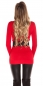 Preview: Figurbetonter Longpullover aus weichen Feinstrick - rot