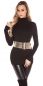 Preview: Figurbetonter Longpullover aus weichen Feinstrick - schwarz