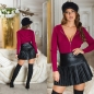 Preview: Süße Strickjacke mit Hoodie und 2Way-Zipper - bordeaux